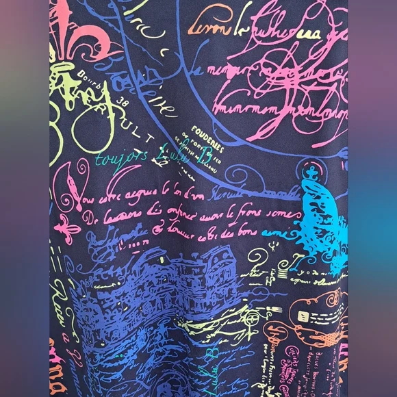 Anthony's Resort Wear Chic Multicolor Script Women's Blouse - Picture 7 of 8